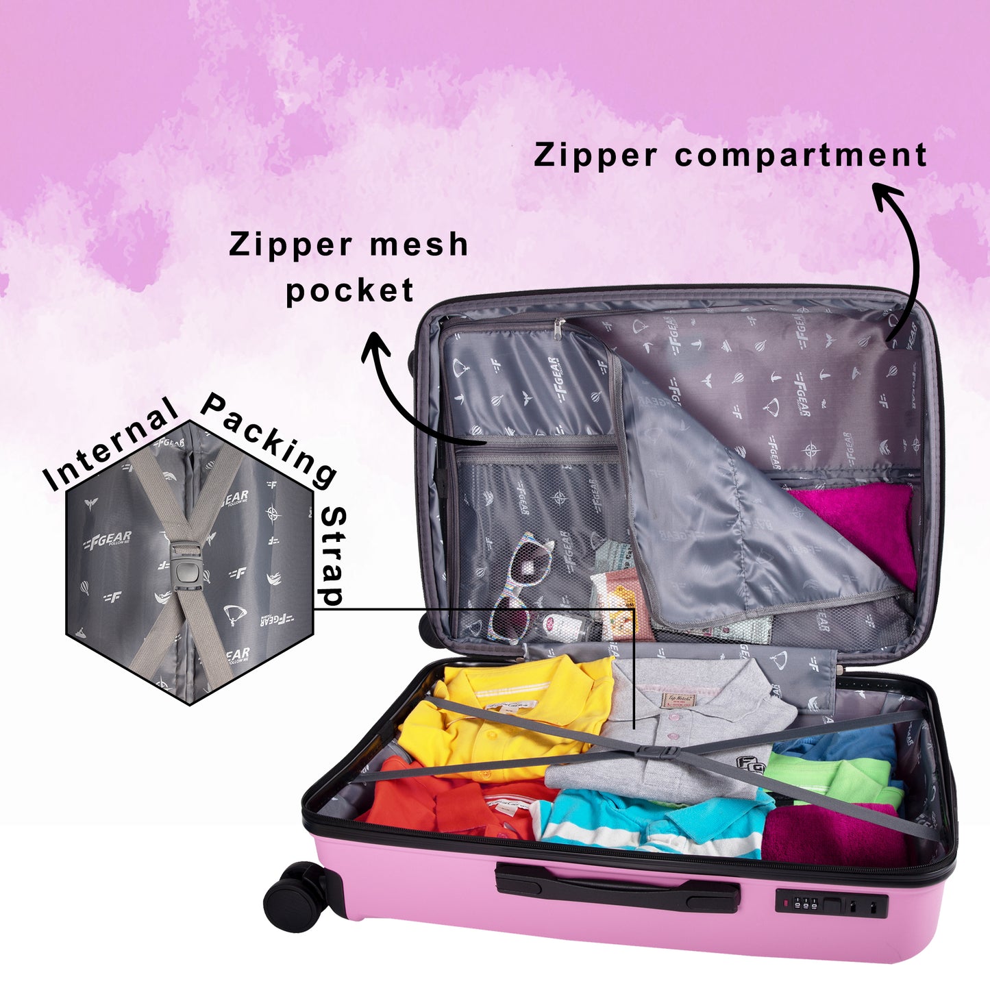 Goliath 24" Pink Expandable Medium Check-in Suitcase