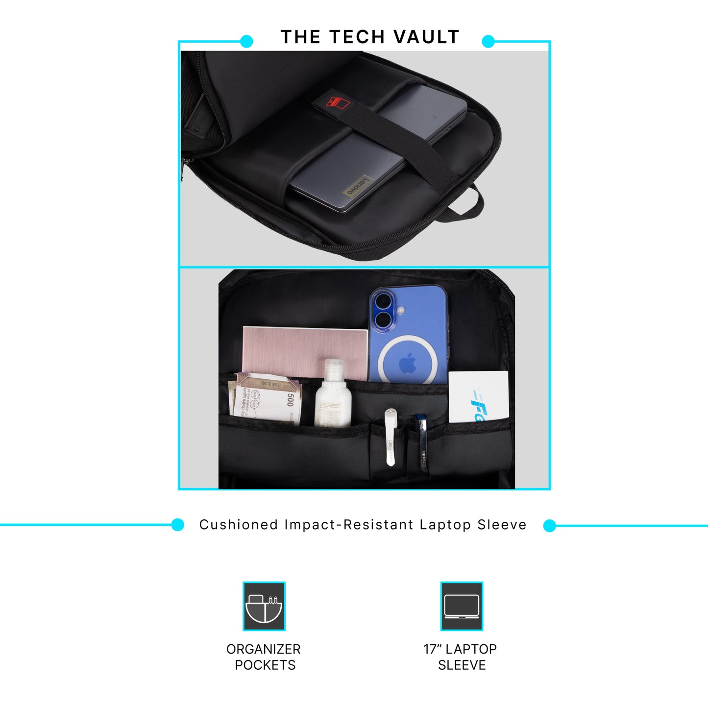 Brussels 21L Black Laptop Backpack