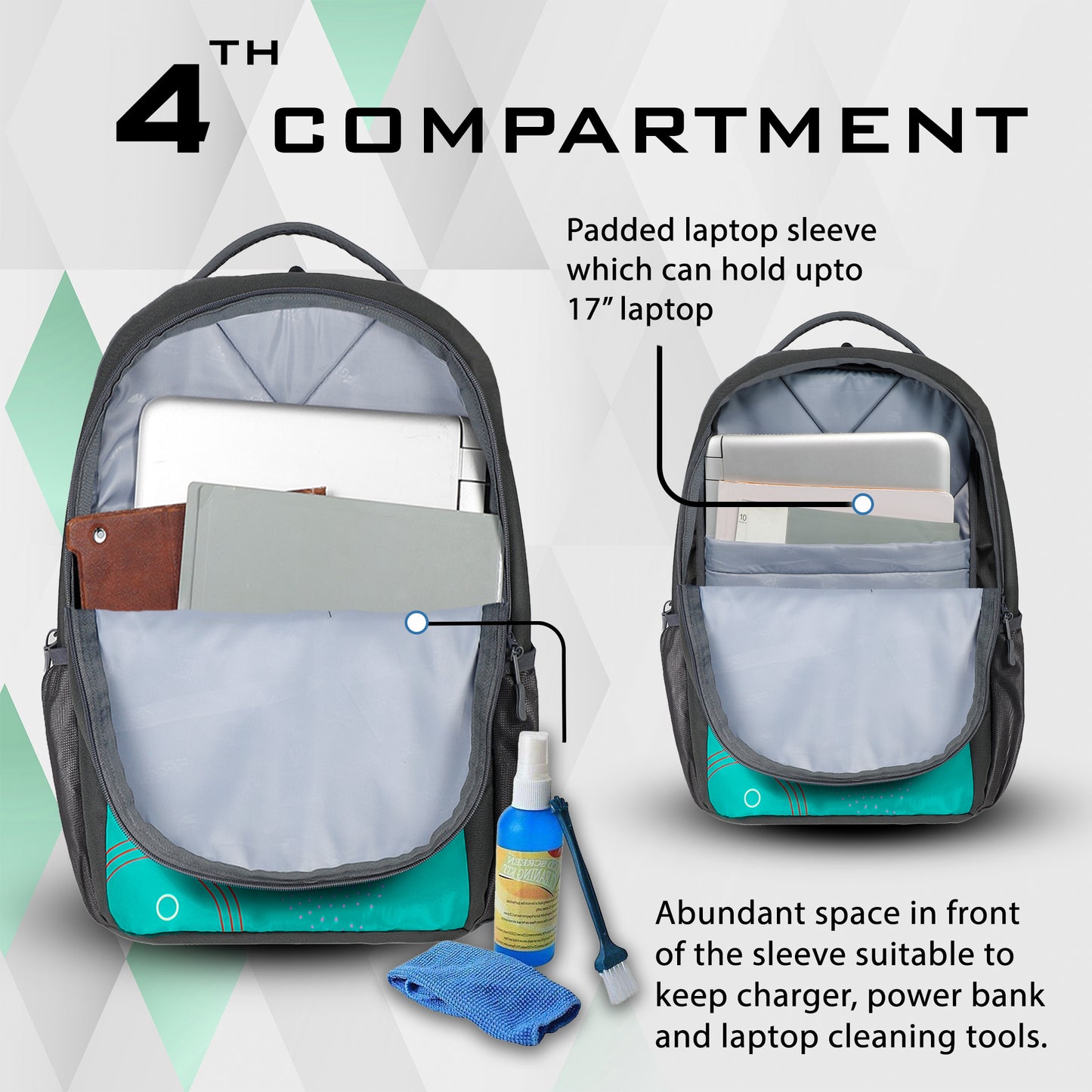 Sarcy 36L Grey Backpack with Raincover