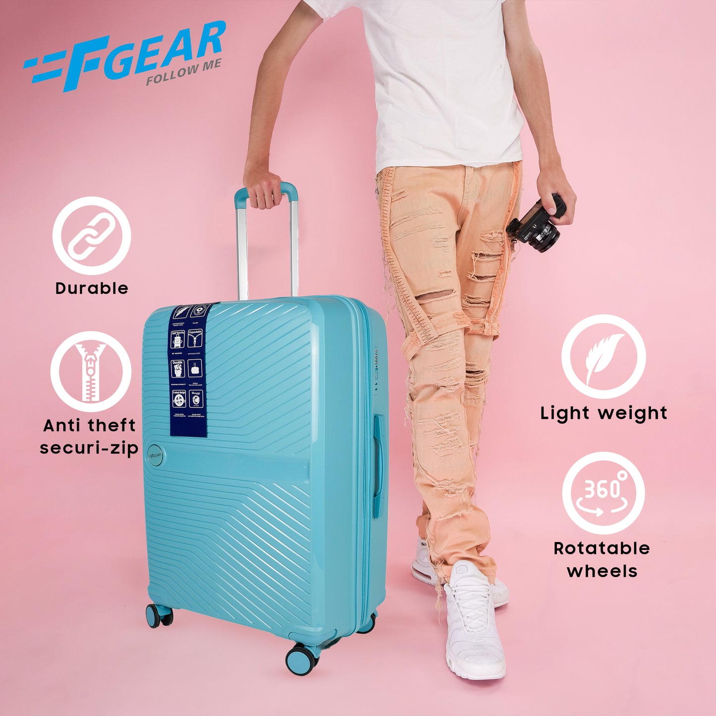 STV PP02 28" Turtle Blue Expandable Large Check-in Suitcase