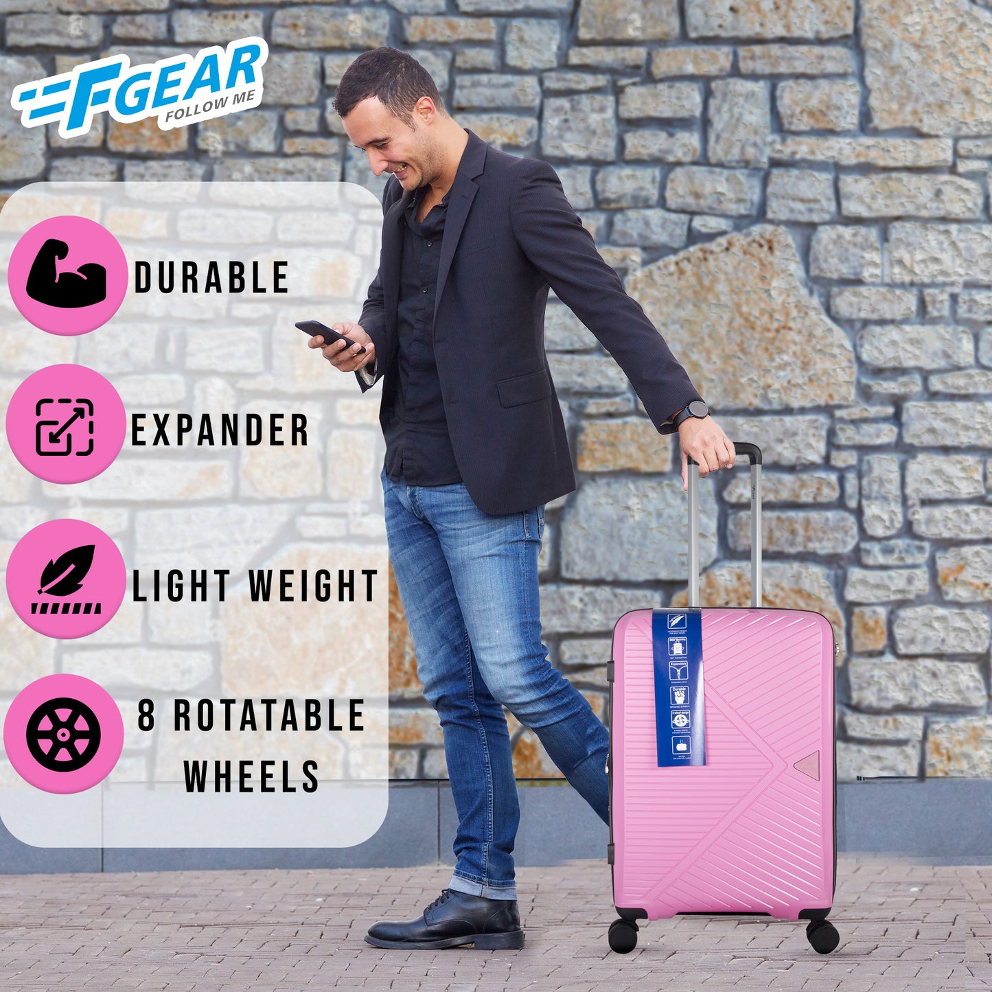 Goliath 24" Pink Expandable Medium Check-in Suitcase