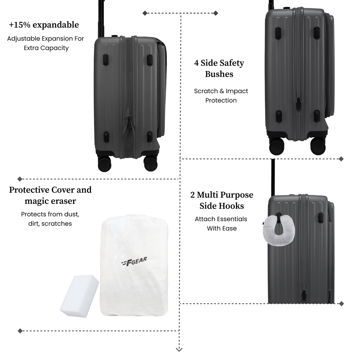Montreal Small Cabin Pro Steel Grey 54 cms Front-Opening Strolley