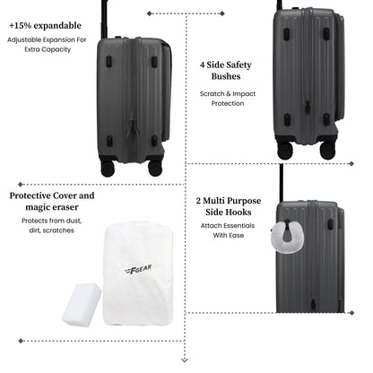 Montreal Small Cabin Pro Steel Grey 54 cms Front-Opening Strolley