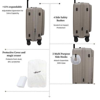 Montreal Small Cabin Pro Taupe 54 cms Front-Opening Strolley