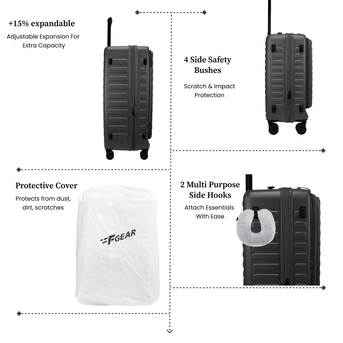 Sedona Small Cabin Pro Steel Grey 55 cms Front-Opening Strolley