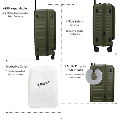 Sedona Small Cabin Pro Army Green 55 cms Front-Opening Strolley