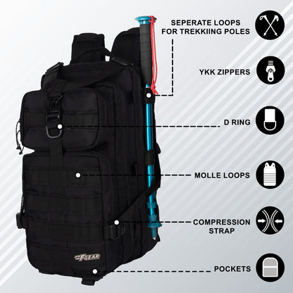Military Tactical 29L Black Backpack