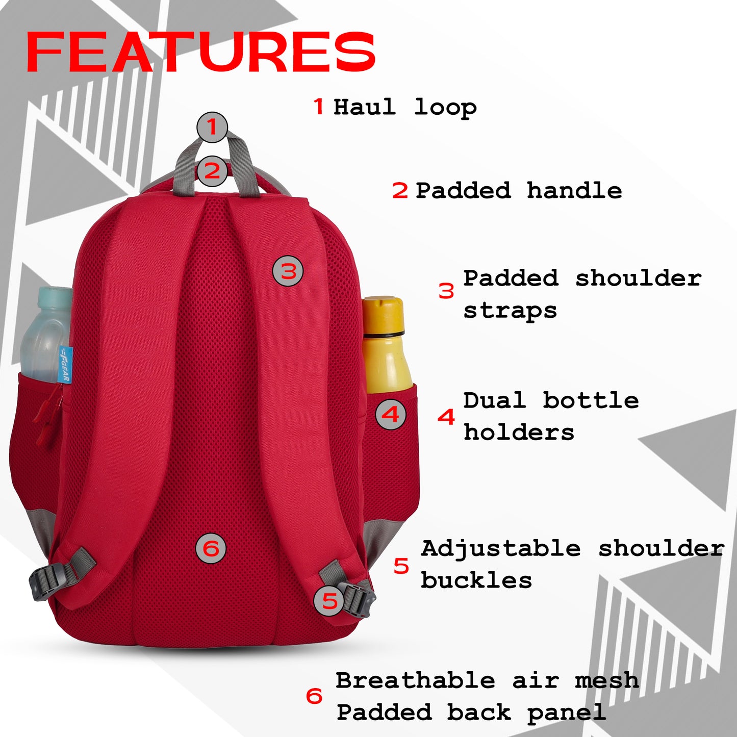 Battleship 32 L Red Grey Backpack