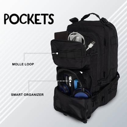 Military Tactical 29L Black Backpack