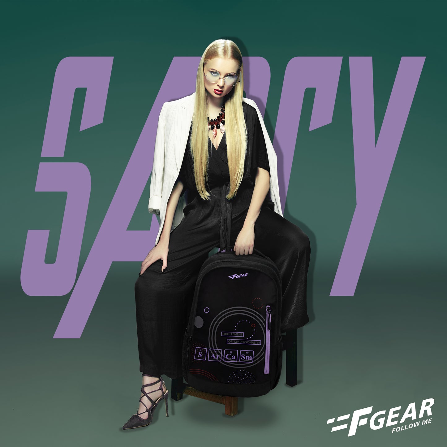 Sarcy 36L Black Backpack with Raincover