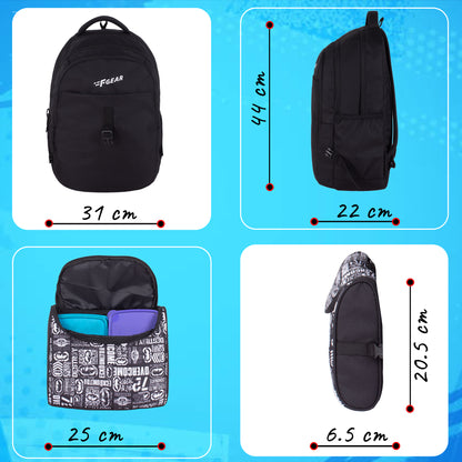 Edison 30L Backpack with Lunch Pouch Black White