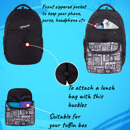 Edison 30L Backpack with Lunch Pouch Black White