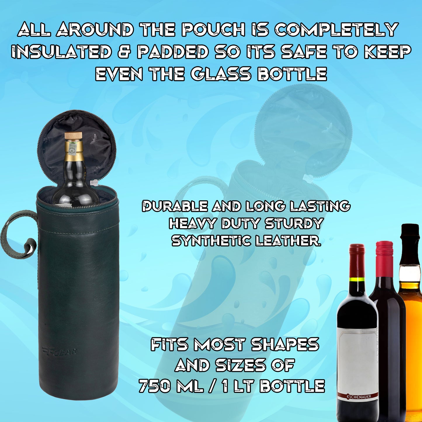 Glen 1.5L Olive Green Glass Bottle Holder Pouch