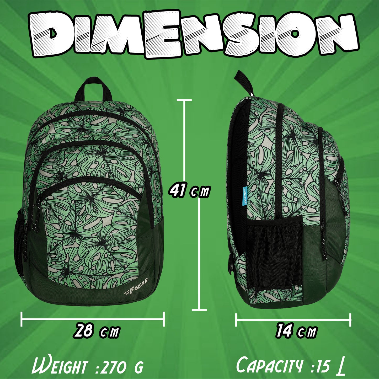Dylan 15L Palm Green Black Backpack