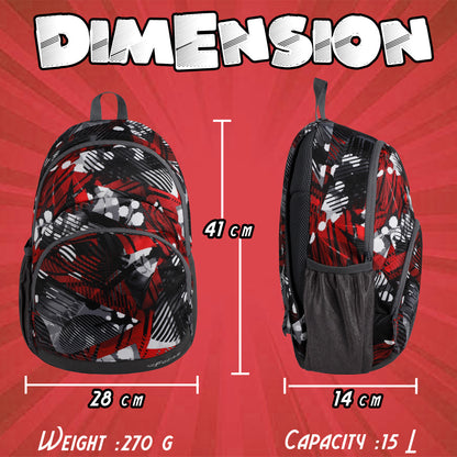 Dylan 15L Geometric Black Red Backpack
