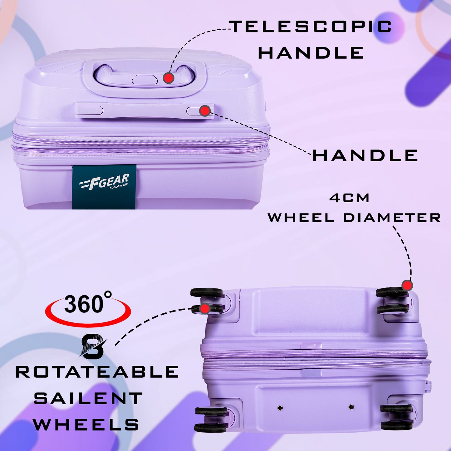 STV PP02 20" Lavender Expandable Cabin (Small) Suitcase