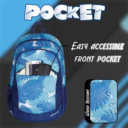 Nico 17L Ferns Aqua Navy Blue Backpack