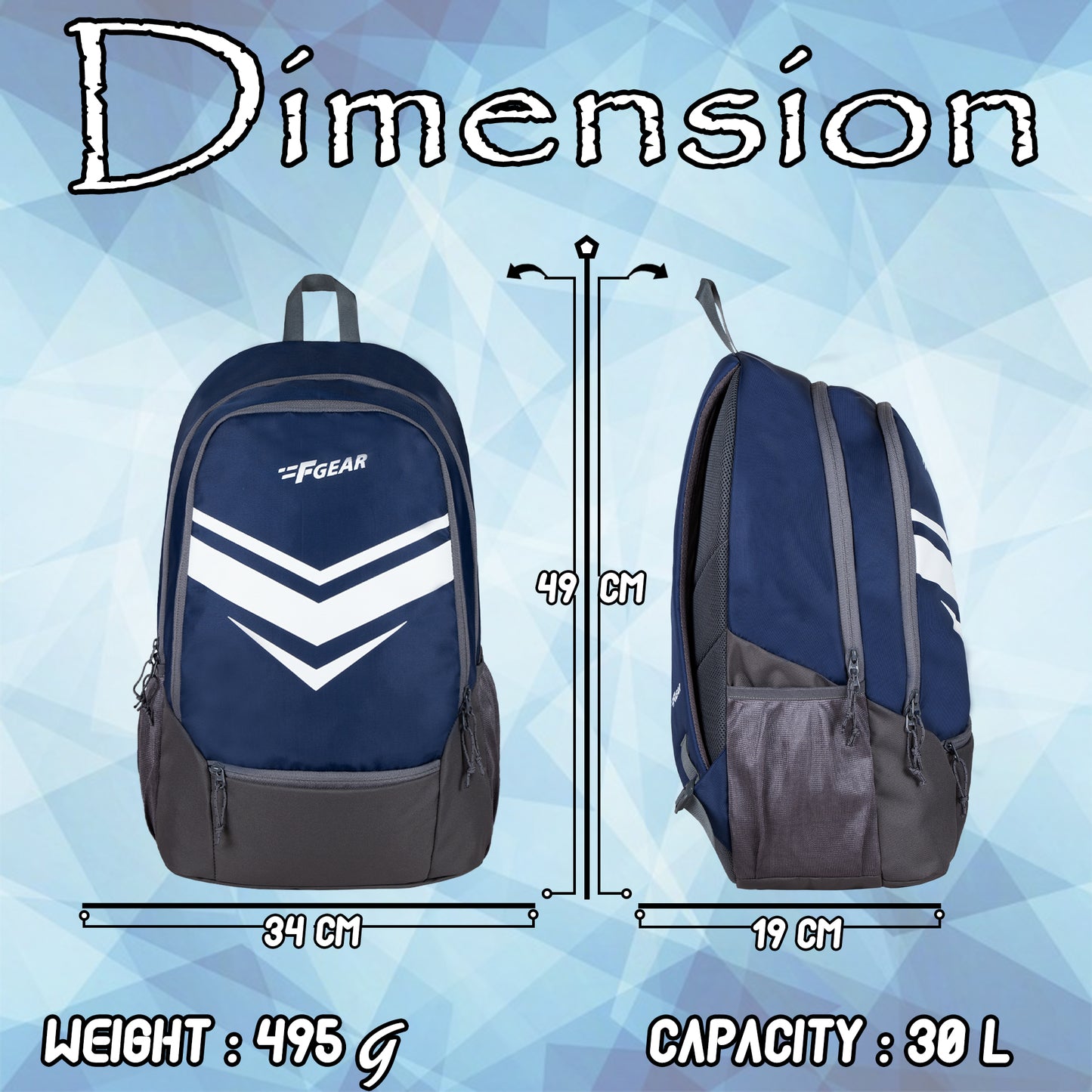 Rivet 30L Blue Grey Backpack