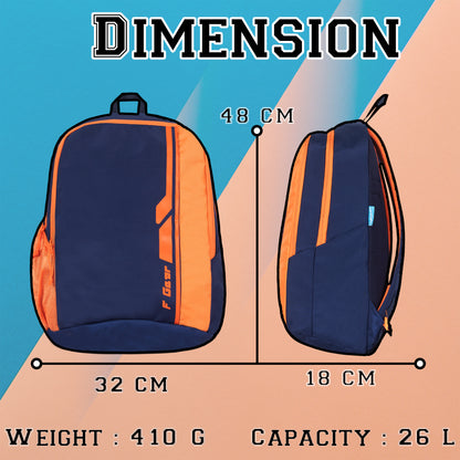 Scholar 26L Navy and Orange Backpack