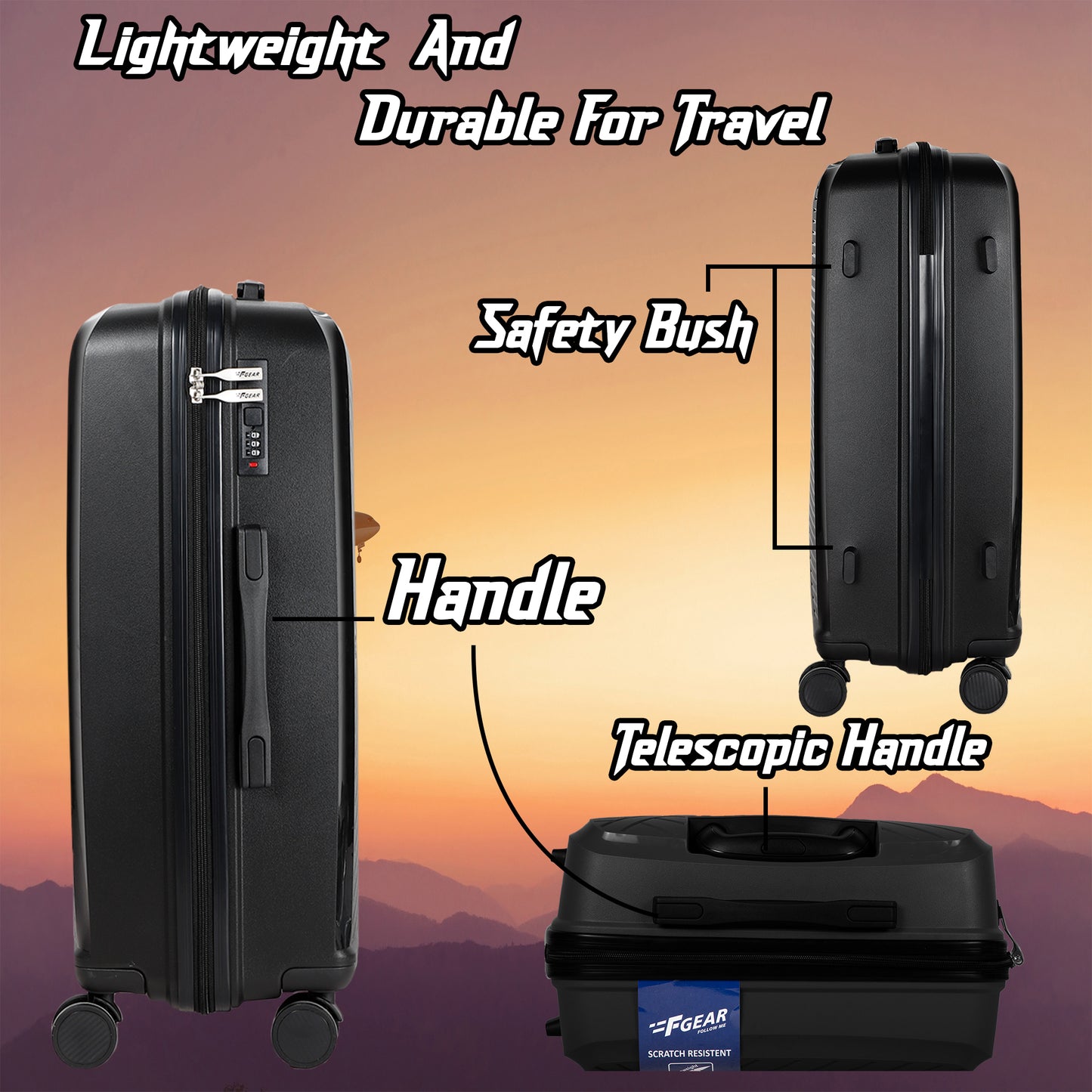 Eagle PP03 24" Black Medium Check-in Suitcase