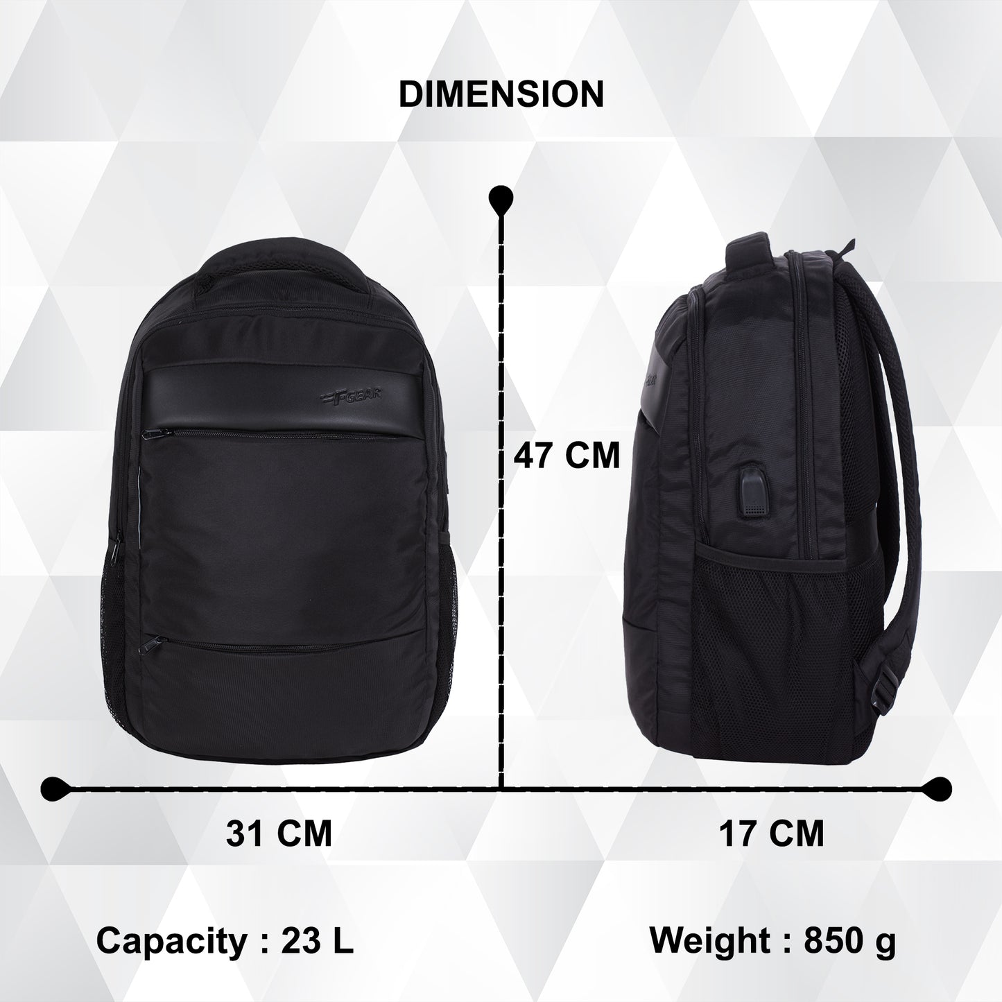 Santiago 23L Black Laptop Backpack