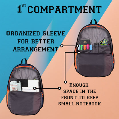 Scholar 26L Navy and Orange Backpack