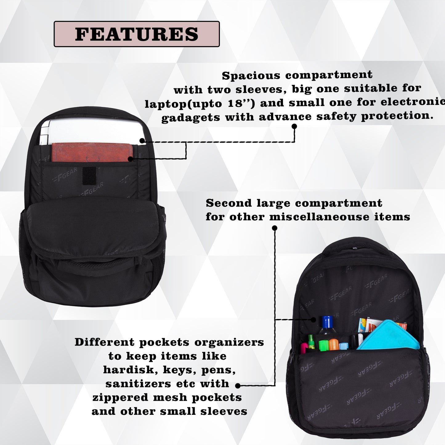 Santiago 23L Black Laptop Backpack