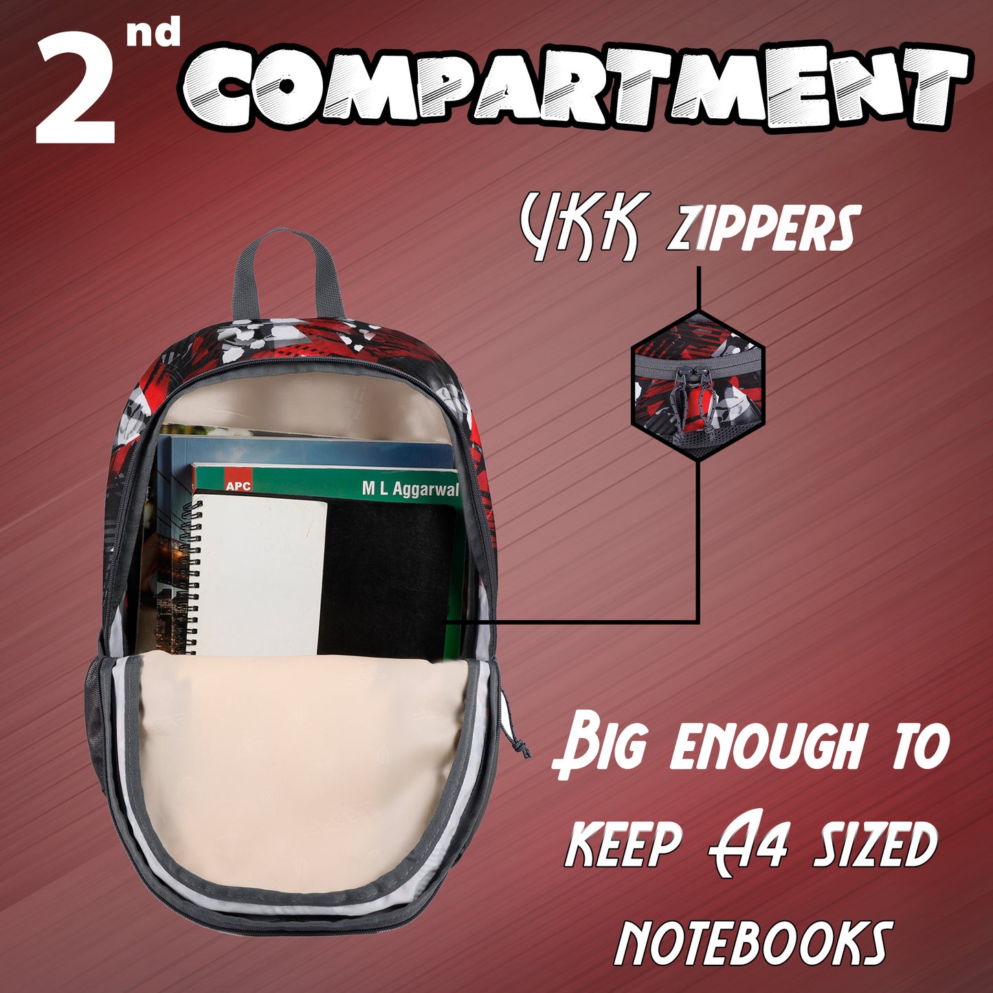 Ellis 17L Geometric Black Red Backpack