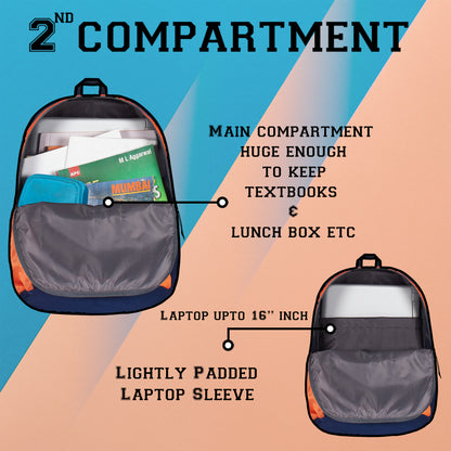 Scholar 26L Navy and Orange Backpack