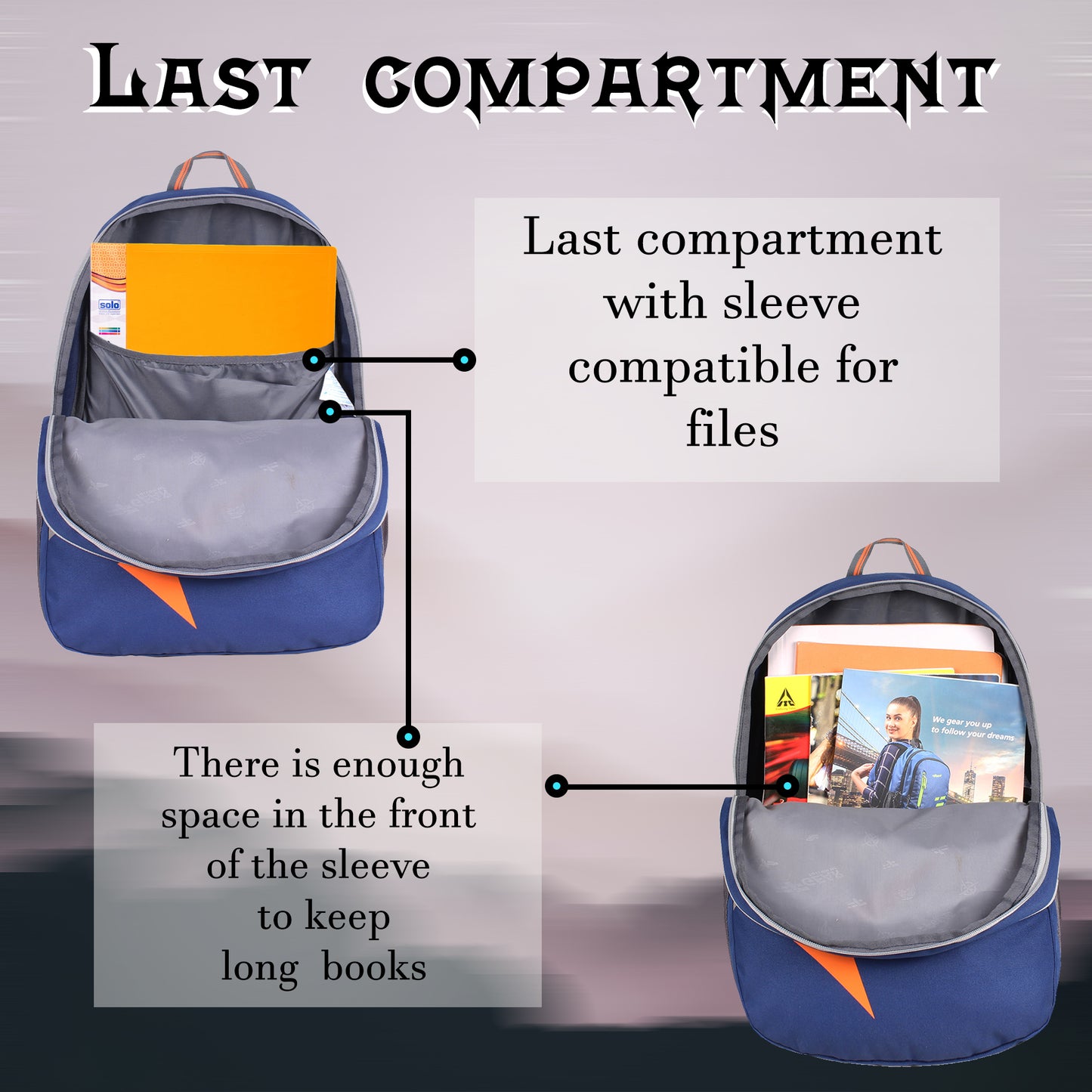 Gama 27L Navy Grey Orange Backpack