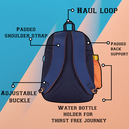 Scholar 26L Navy and Orange Backpack