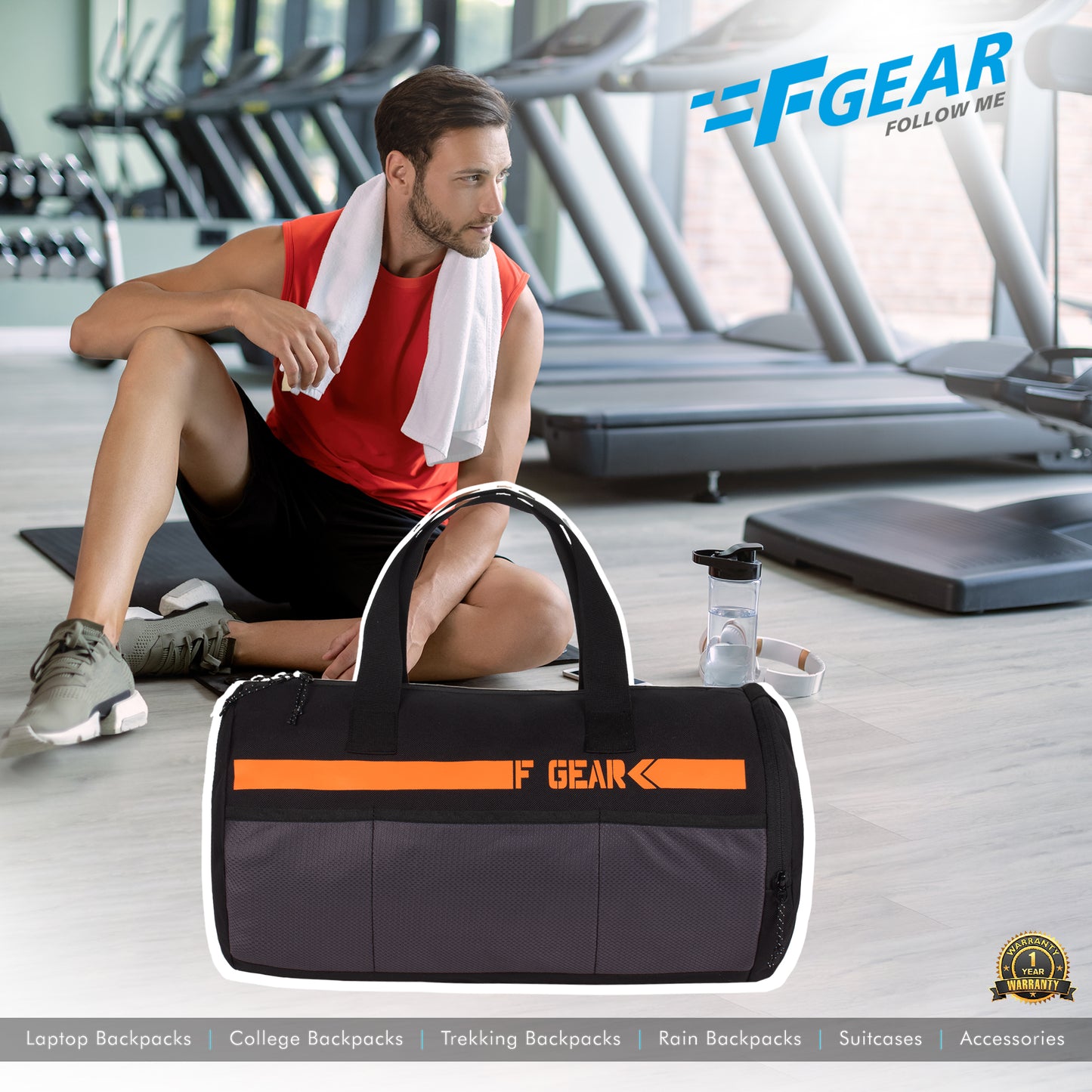 Woods 25L Black Orange Gym Bag