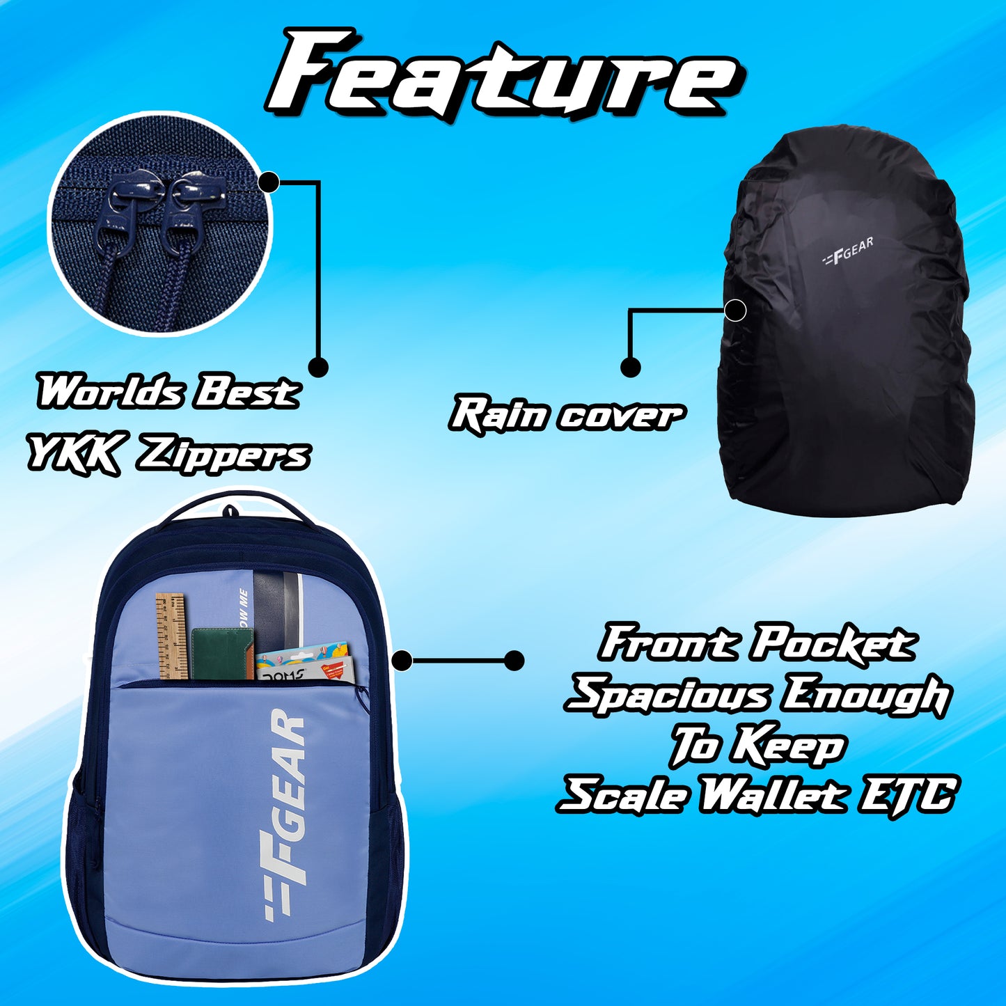 Airbus 40L Navy Blue Backpack with Raincover