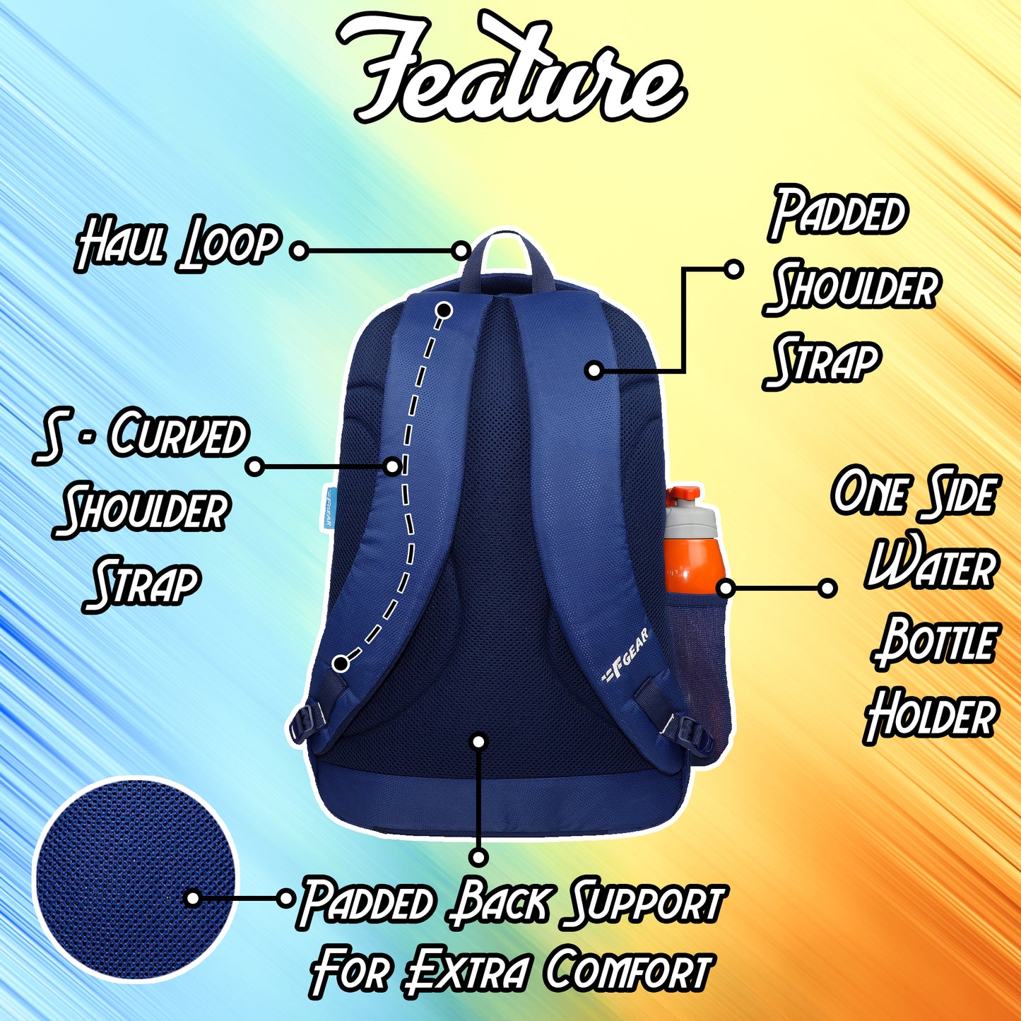 Darwin 32L Blue Backpack With Rain Cover