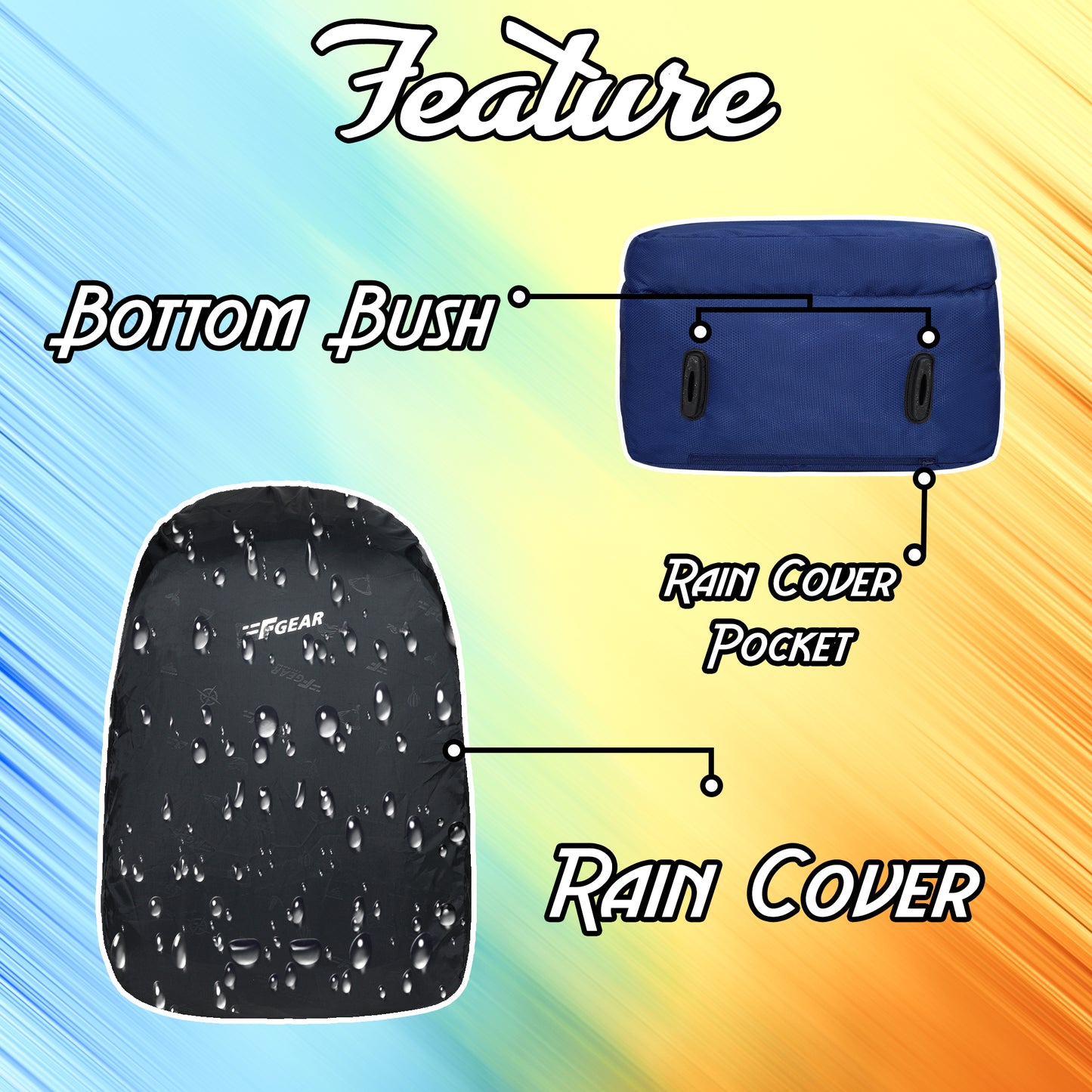 Darwin 32L Blue Backpack With Rain Cover