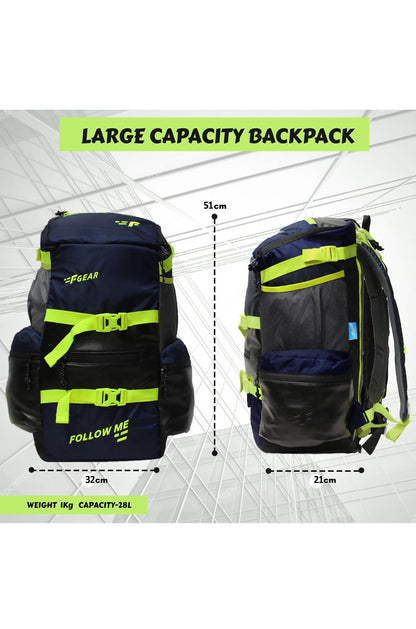 Larkin 28L Navy Blue Black Backpack with Rain Cover