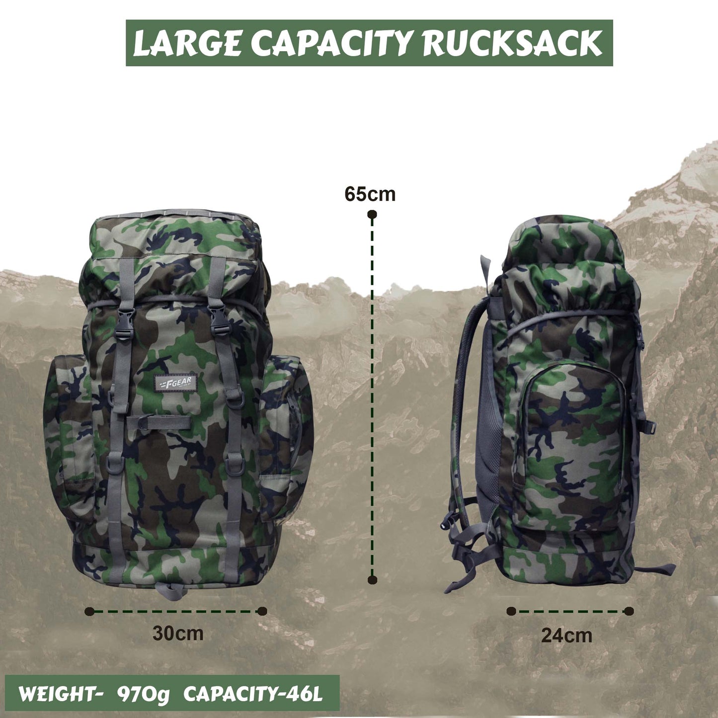 Platoon 46L Woodland Rucksack