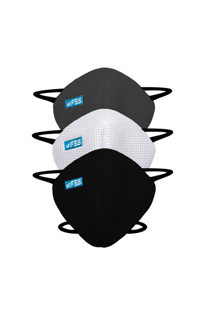 F Gear Pearl F95 Mask Black-Grey-White 7 layer ISO CE SITRA lab certified >95% Bacteria Filtration PACK-3