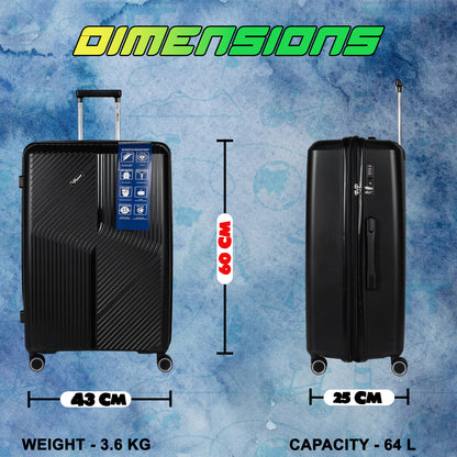 STV PP04 24" Black Expandable Medium Check- in Suitcase