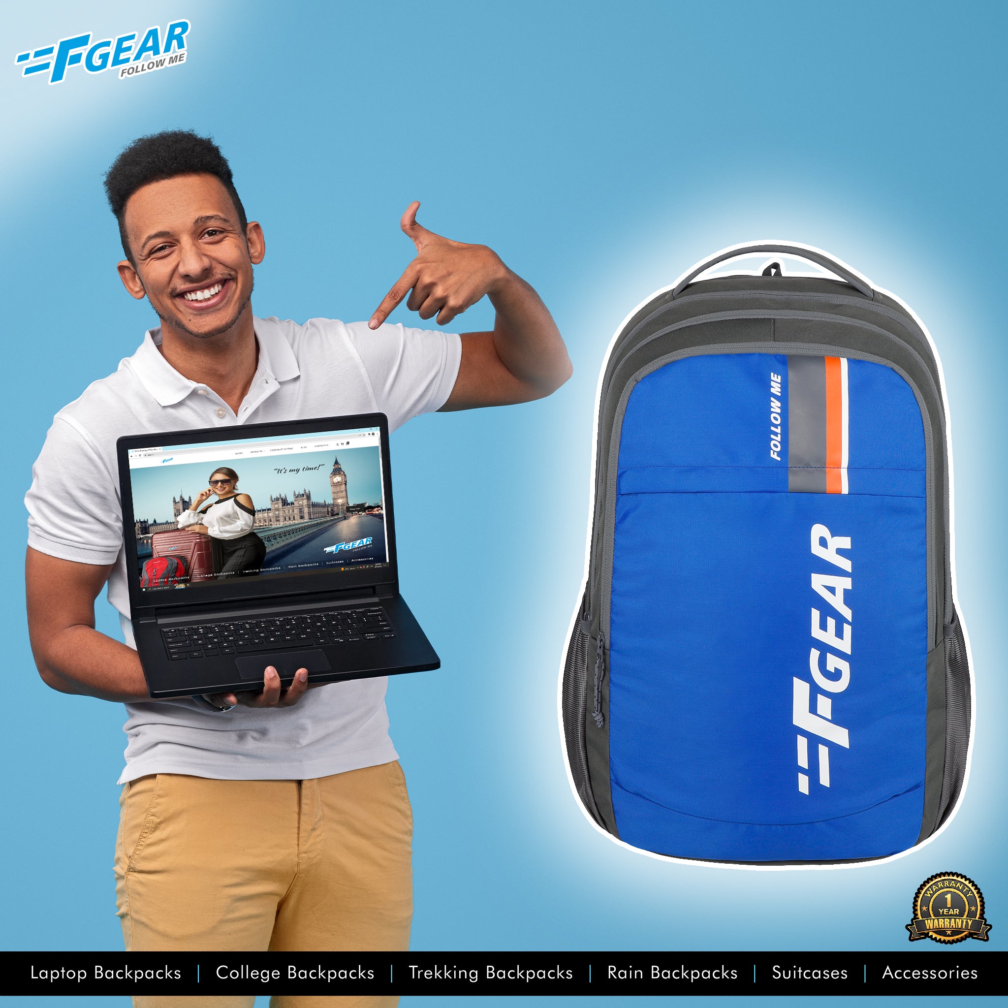 F Gear Airbus Dk Grey Blue 40 L Backpack (4250) F Gear.in