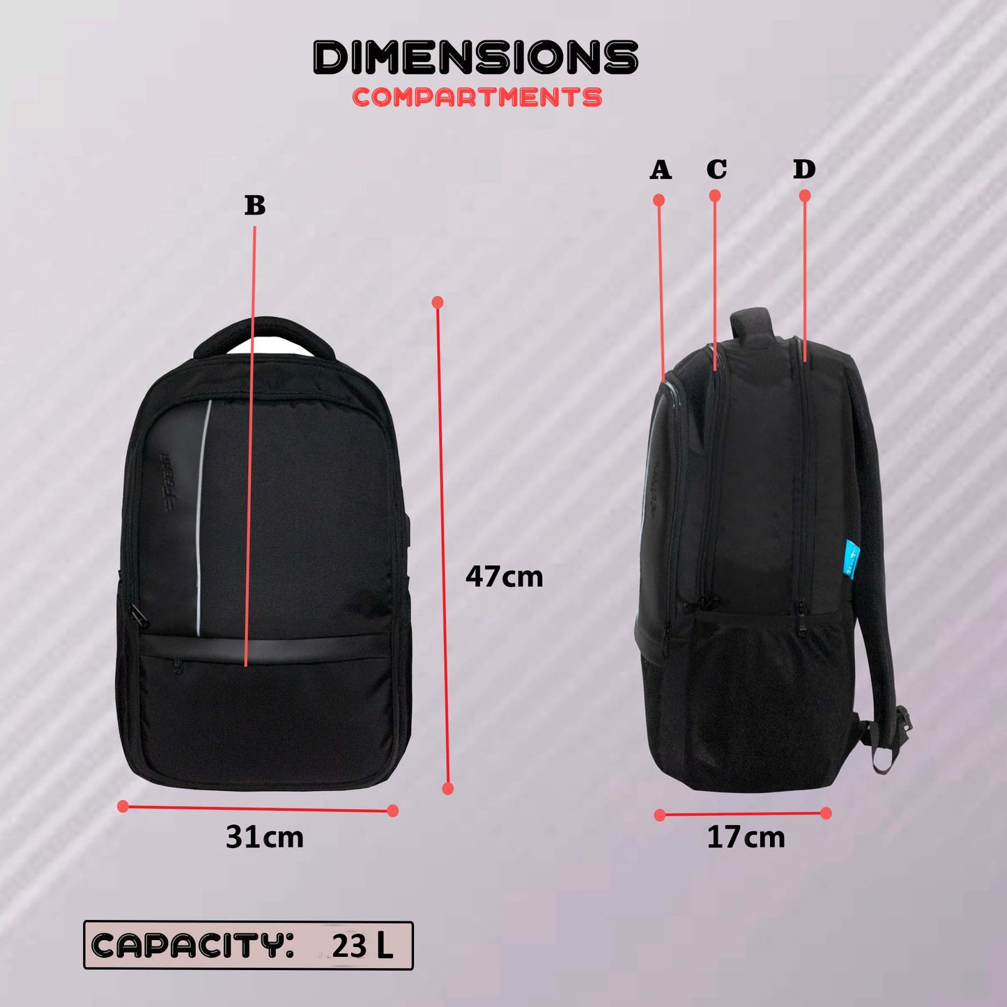 Cloud 23L Black Laptop Backpack