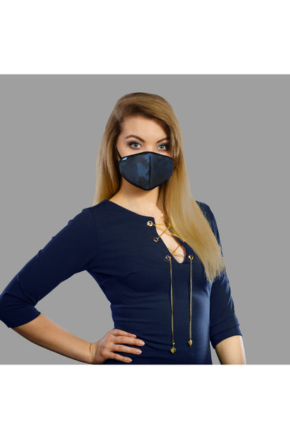 F Gear Safeguard F95 Mask Camo Blue 7 layer ISO CE SITRA lab certified >95% Bacteria Filtration PACK-1