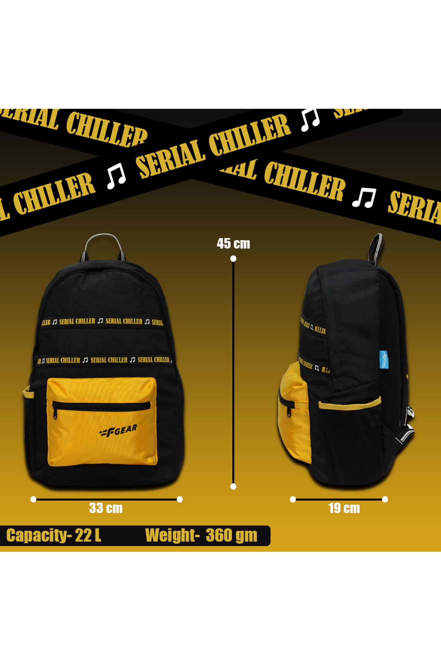 Inherent 22L Black Yellow Backpack