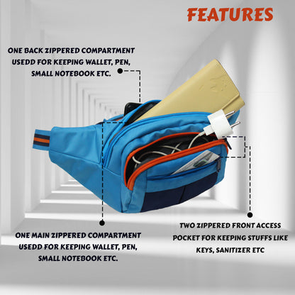 Lattitude Blue Navy Orange Waist Pouch