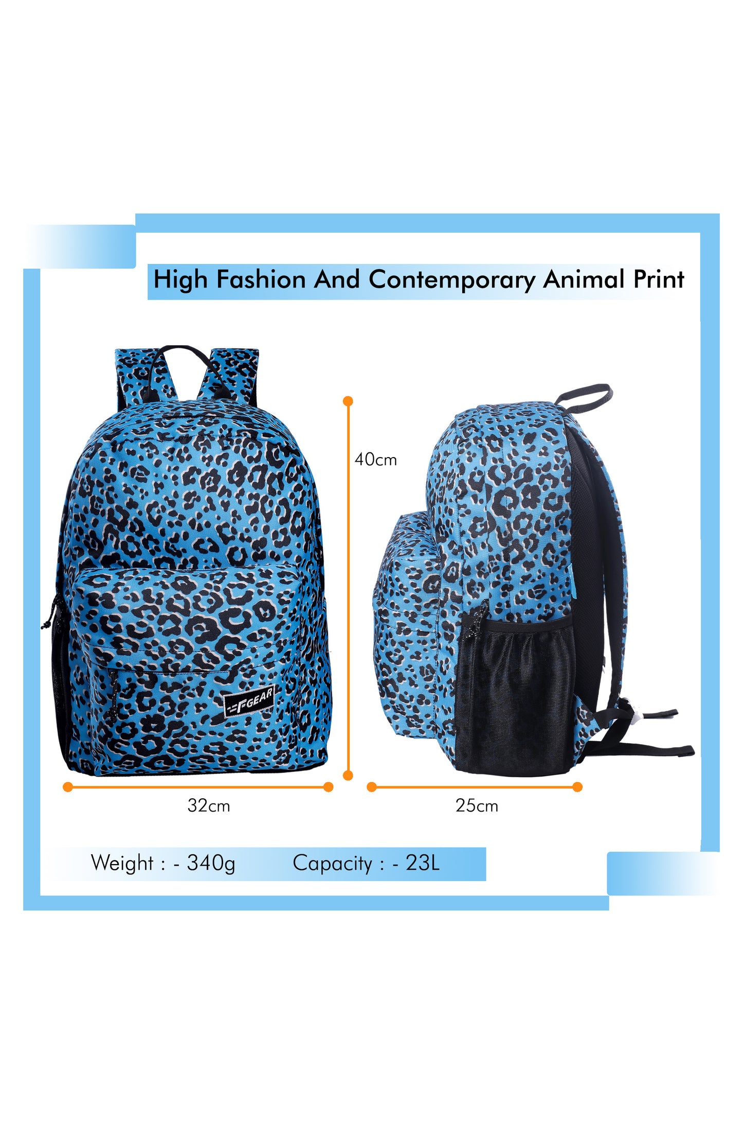 Emprise 23L Animal Print Blue Backpack