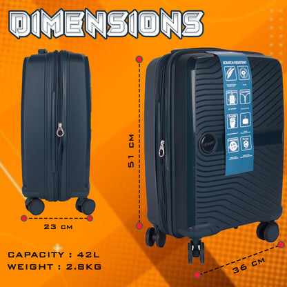 STV PP02 20" Dark Blue Expandable Cabin (Small) Suitcase