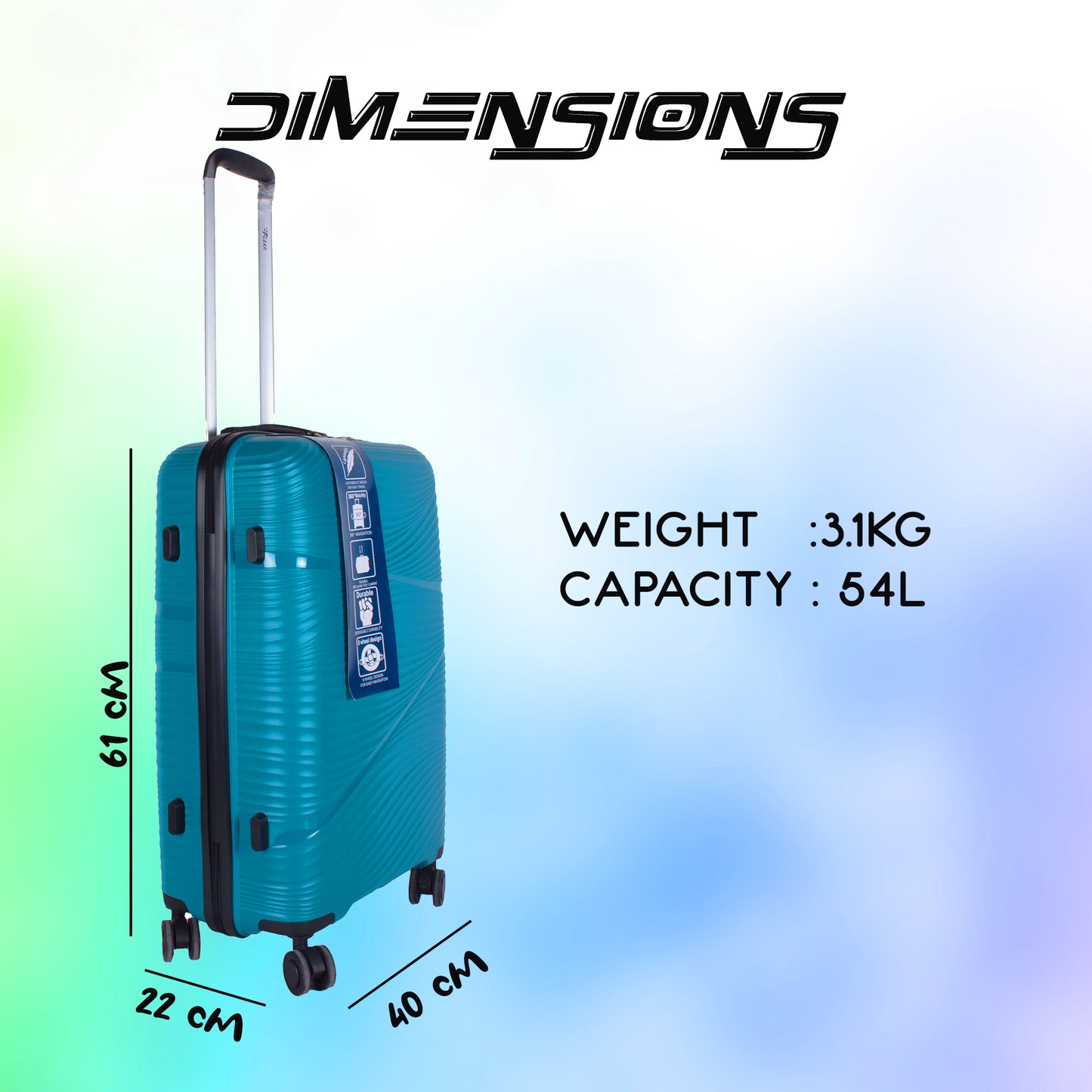 Joy PP008 24" Blue Medium Check-in Suitcase