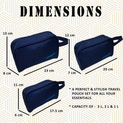 Iris Navy Pouch Set of 3