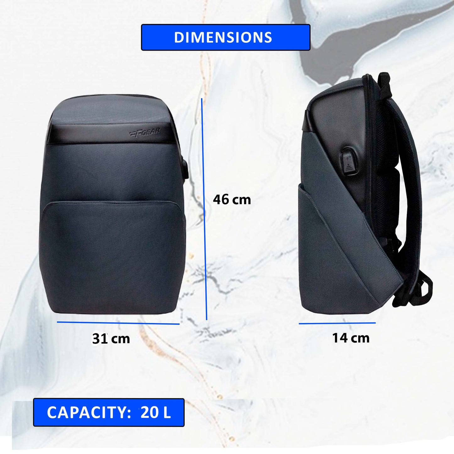 Captain 20L Grey Anti-theft Laptop Backpack