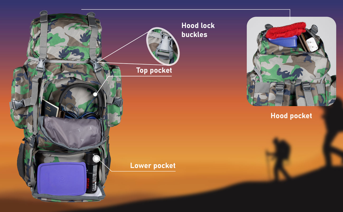 Military Neutron 50L Woodland A Camo Rucksack
